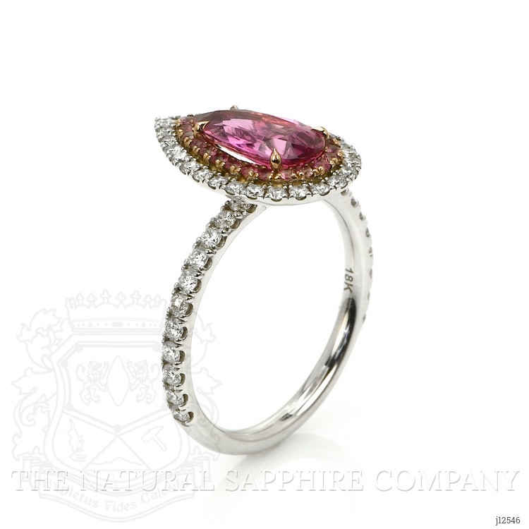 1.88 Ct. Pink Sapphire and Natural Diamond Pave Ring, 18K White & Yellow