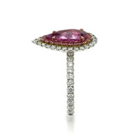 1.88 Ct. Pink Sapphire and Natural Diamond Pave Ring, 18K White & Yellow Image