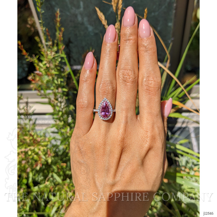 1.88 Ct. Pink Sapphire and Natural Diamond Pave Ring, 18K White & Yellow