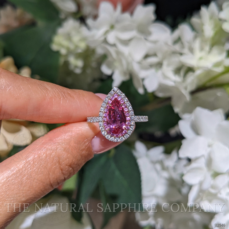 1.88 Ct. Pink Sapphire and Natural Diamond Pave Ring, 18K White & Yellow