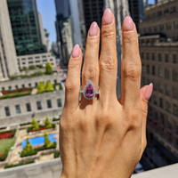 1.88 Ct. Pink Sapphire and Natural Diamond Pave Ring, 18K White & Yellow Life Style