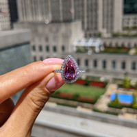 1.88 Ct. Pink Sapphire and Natural Diamond Pave Ring, 18K White & Yellow Life Style