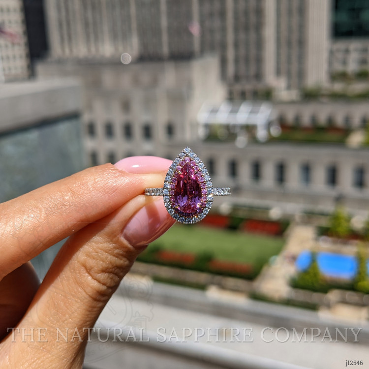 1.88 Ct. Pink Sapphire and Natural Diamond Pave Ring, 18K White & Yellow