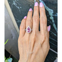 1.88 Ct. Pink Sapphire and Natural Diamond Pave Ring, 18K White & Yellow Life Style