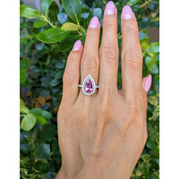 1.88 Ct. Pink Sapphire and Natural Diamond Pave Ring, 18K White & Yellow Life Style