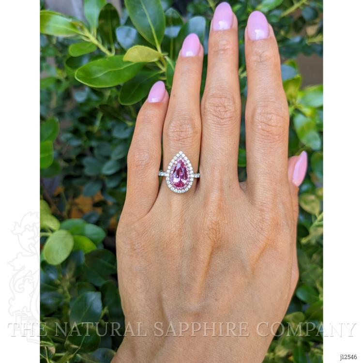 1.88 Ct. Pink Sapphire and Natural Diamond Pave Ring, 18K White & Yellow