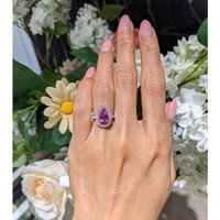 1.88 Ct. Pink Sapphire and Natural Diamond Pave Ring, 18K White & Yellow Life Style