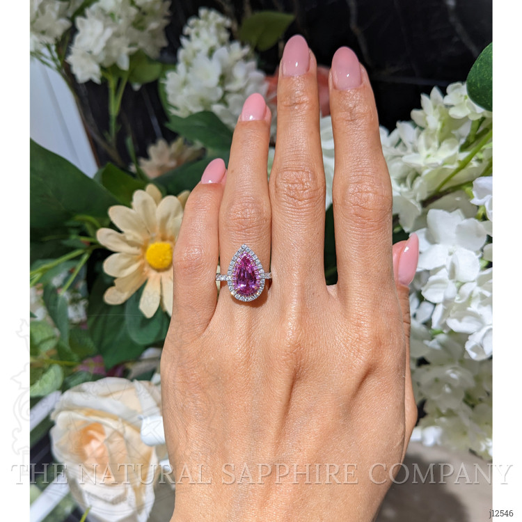 1.88 Ct. Pink Sapphire and Natural Diamond Pave Ring, 18K White & Yellow