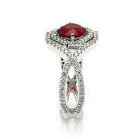 0.96 Ct. Ruby and Natural Diamond Pave Ring, 18K White Gold Image