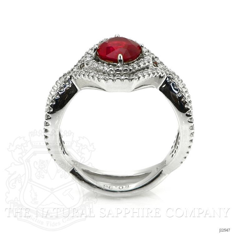 0.96 Ct. Ruby and Natural Diamond Pave Ring, 18K White Gold