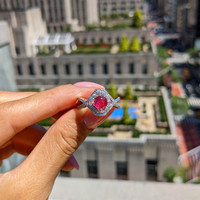 0.96 Ct. Ruby and Natural Diamond Pave Ring, 18K White Gold Life Style