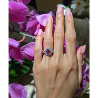 0.96 Ct. Ruby and Natural Diamond Pave Ring, 18K White Gold Life Style