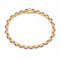3.25&nbsp;Ct.Tw.Total Carat Weight Ruby and Natural Diamond Pave Bracelet, 14K Yellow Gold Image