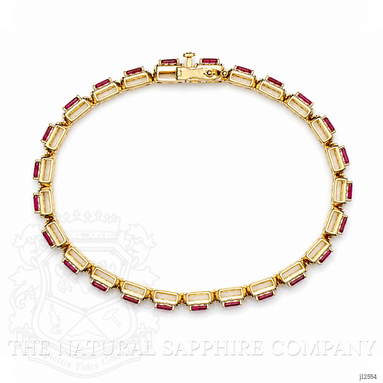 3.25 Ct.Tw. Ruby and Natural Diamond Pave Bracelet, 14K Yellow Gold