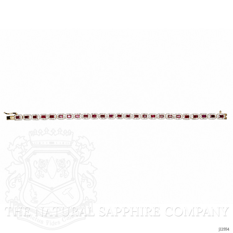 3.25 Ct.Tw. Ruby and Natural Diamond Pave Bracelet, 14K Yellow Gold