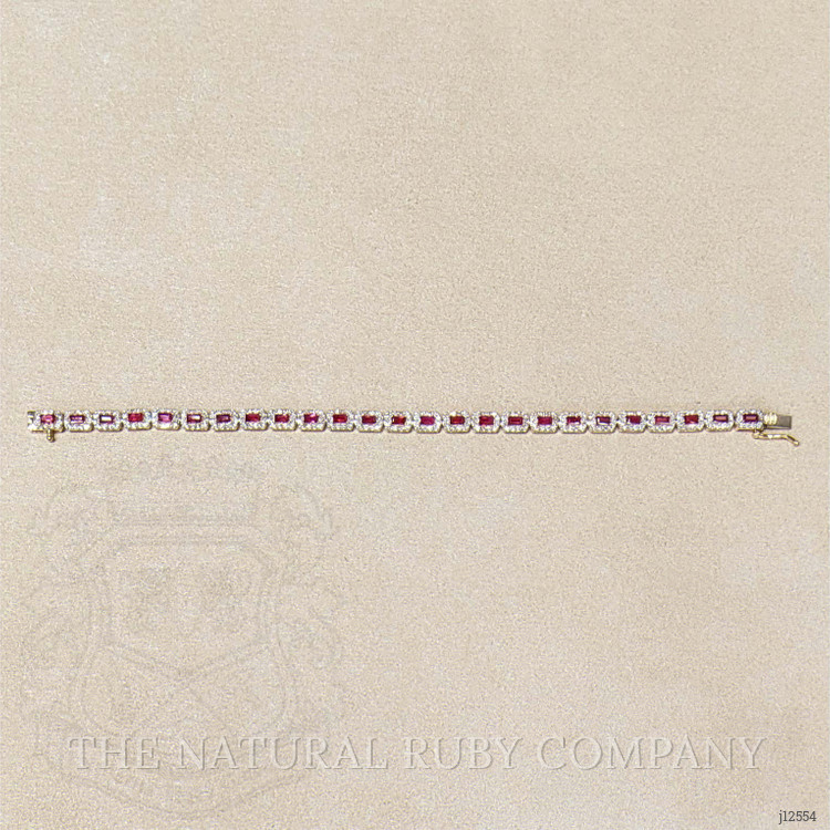 3.25 Ct.Tw. Ruby and Natural Diamond Pave Bracelet, 14K Yellow Gold