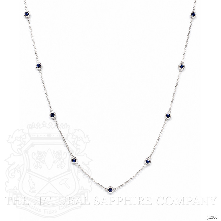 0.66 Ct. Blue Sapphire Bezel Necklace, 14K White Gold