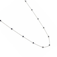 0.66 Ct. Blue Sapphire Bezel Necklace, 14K White Gold Image