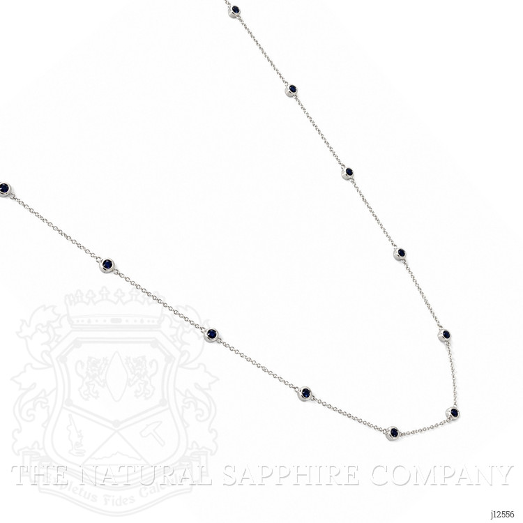 0.66 Ct. Blue Sapphire Bezel Necklace, 14K White Gold