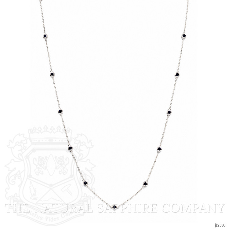 0.66 Ct. Blue Sapphire Bezel Necklace, 14K White Gold