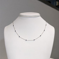 0.66 Ct. Blue Sapphire Bezel Necklace, 14K White Gold Life Style