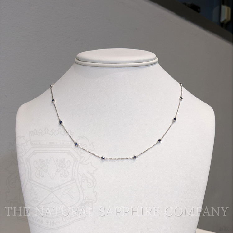 0.66 Ct. Blue Sapphire Bezel Necklace, 14K White Gold