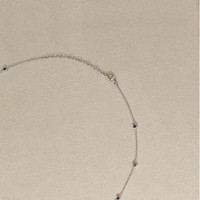 0.66 Ct. Blue Sapphire Bezel Necklace, 14K White Gold Life Style