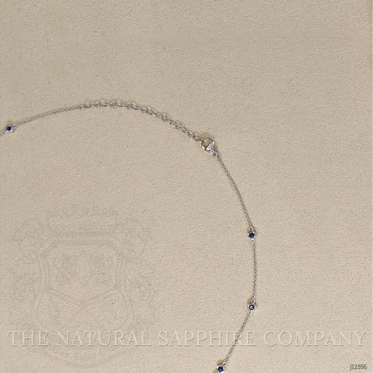0.66 Ct. Blue Sapphire Bezel Necklace, 14K White Gold
