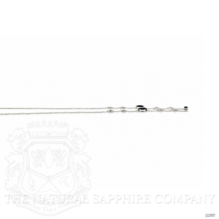 0.55 Ct. Blue Sapphire and Natural Diamond Bezel Necklace, 14K White Gold
