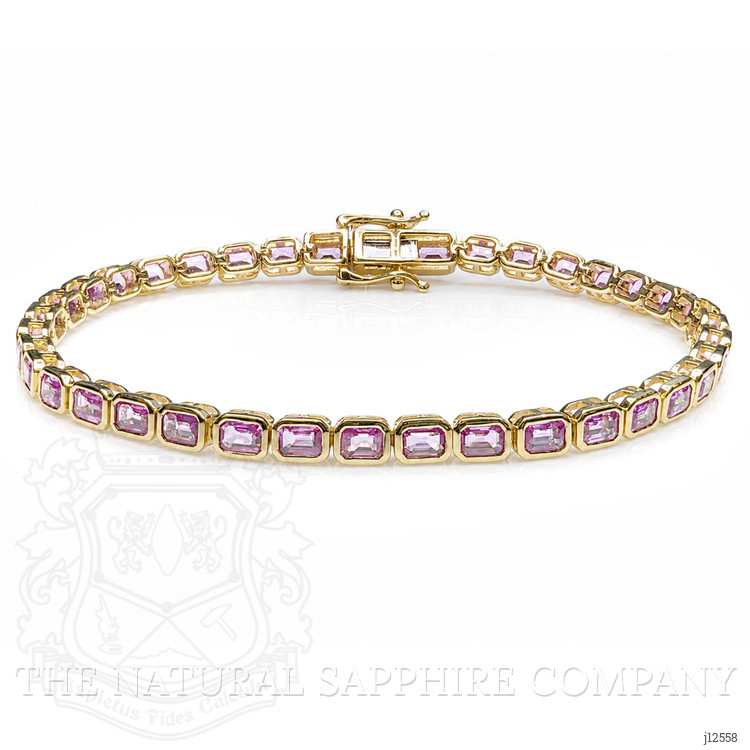 6.67 Ct.Tw. Pink Sapphire Tennis/Line Bracelet, 14K Yellow Gold