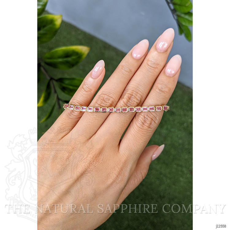 6.67 Ct.Tw. Pink Sapphire Tennis/Line Bracelet, 14K Yellow Gold