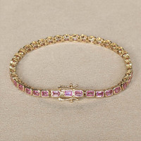 6.67&nbsp;Ct.Tw.Total Carat Weight Pink Sapphire Tennis/Line Bracelet, 14K Yellow Gold Life Style