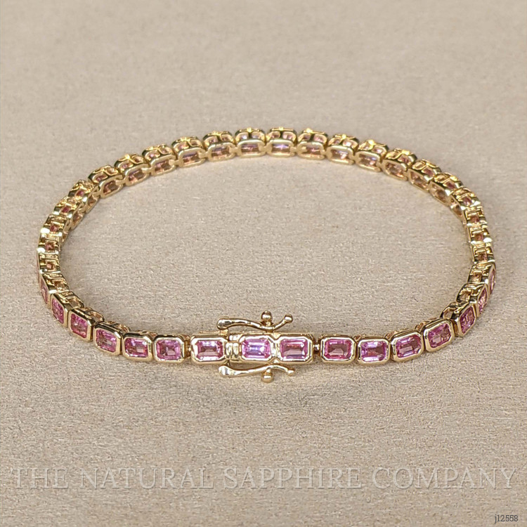 6.67 Ct.Tw. Pink Sapphire Tennis/Line Bracelet, 14K Yellow Gold
