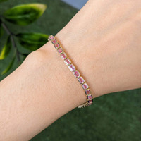 6.67&nbsp;Ct.Tw.Total Carat Weight Pink Sapphire Tennis/Line Bracelet, 14K Yellow Gold Life Style