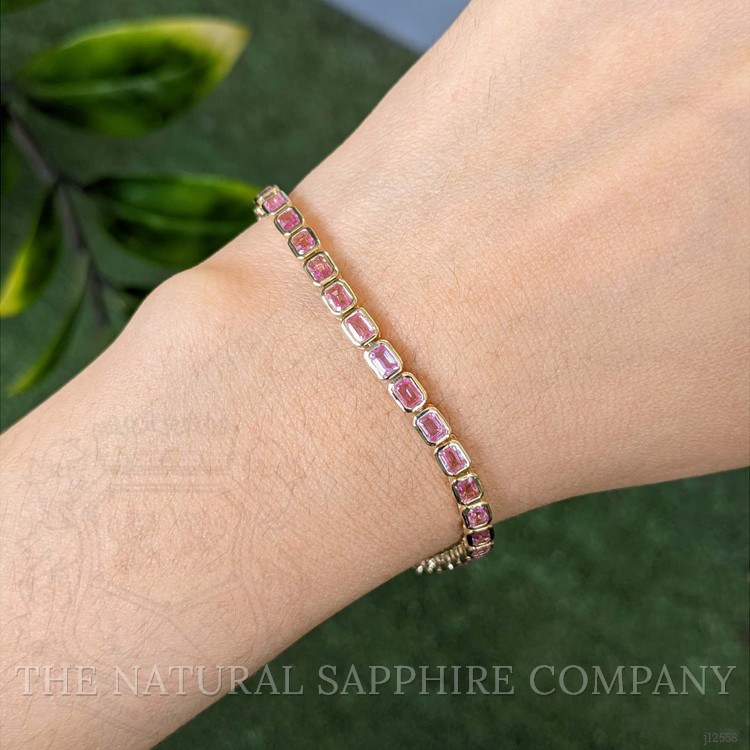 6.67 Ct.Tw. Pink Sapphire Tennis/Line Bracelet, 14K Yellow Gold