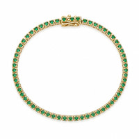 2.73 Ct.Tw.Total Carat Weight Emerald Tennis/Line Bracelet, 14K Yellow Gold Image