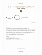 6.72&nbsp;Ct.Tw.Total Carat Weight Ruby and Natural Diamond Solitaire Bracelet, 14K White Gold Appraisal
