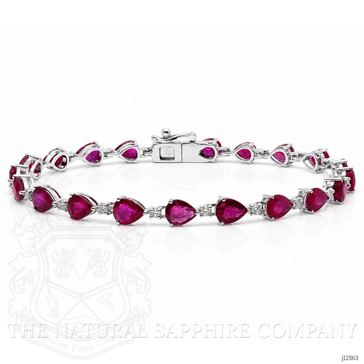 6.72 Ct.Tw. Ruby and Natural Diamond Solitaire Bracelet, 14K White Gold