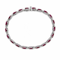6.72&nbsp;Ct.Tw.Total Carat Weight Ruby and Natural Diamond Solitaire Bracelet, 14K White Gold Image