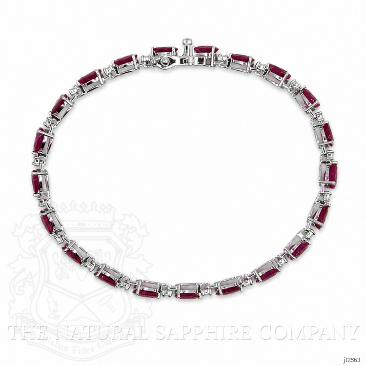 6.72 Ct.Tw. Ruby and Natural Diamond Solitaire Bracelet, 14K White Gold