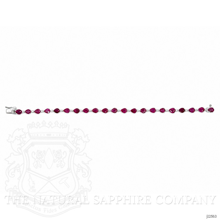 6.72 Ct.Tw. Ruby and Natural Diamond Solitaire Bracelet, 14K White Gold