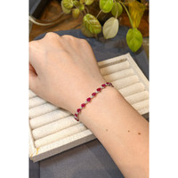 6.72&nbsp;Ct.Tw.Total Carat Weight Ruby and Natural Diamond Solitaire Bracelet, 14K White Gold Life Style