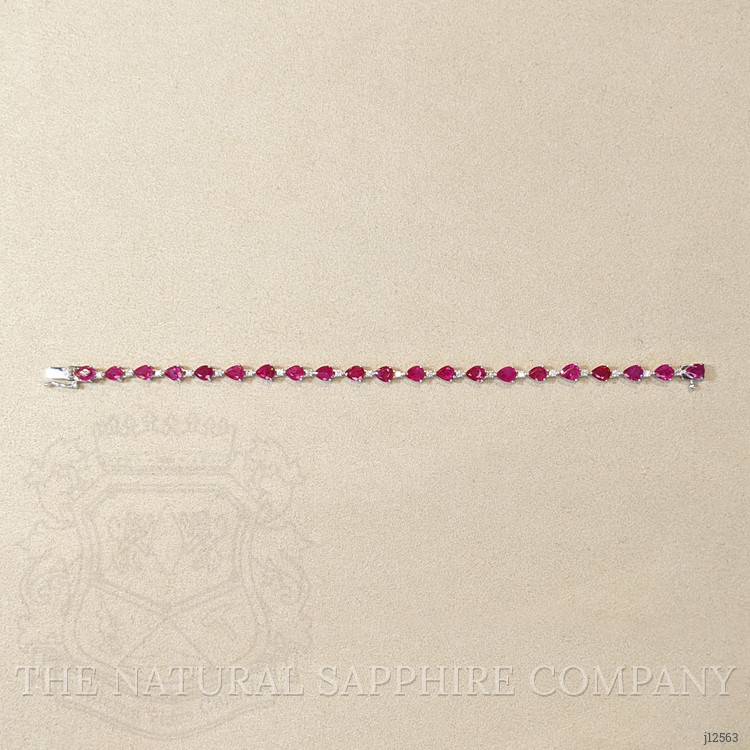6.72 Ct.Tw. Ruby and Natural Diamond Solitaire Bracelet, 14K White Gold