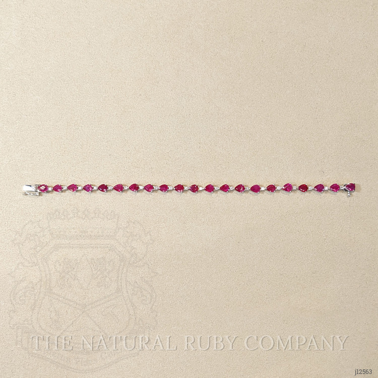 6.72 Ct.Tw. Ruby and Natural Diamond Solitaire Bracelet, 14K White Gold