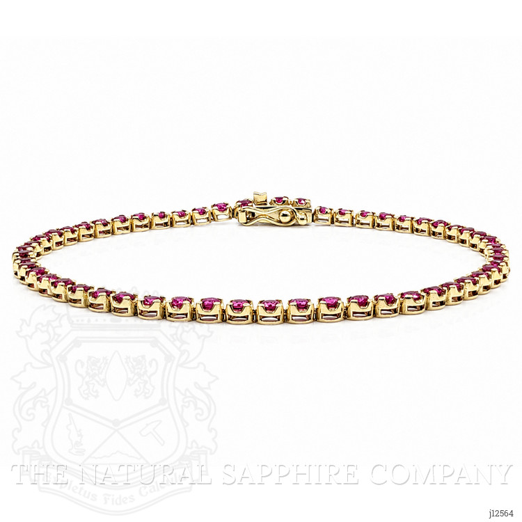 3.18 Ct.Tw. Ruby Tennis/Line Bracelet, 14K Yellow Gold