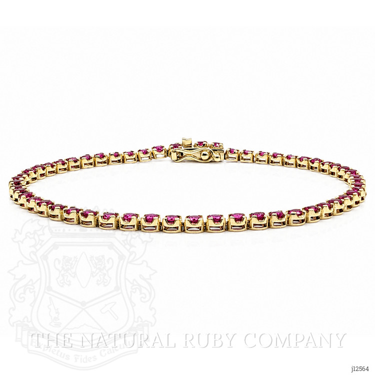 3.18 Ct.Tw. Ruby Tennis/Line Bracelet, 14K Yellow Gold