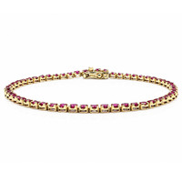 3.18&nbsp;Ct.Tw.Total Carat Weight Ruby Tennis/Line Bracelet, 14K Yellow Gold Image