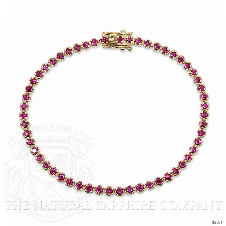 3.18 Ct.Tw. Ruby Tennis/Line Bracelet, 14K Yellow Gold
