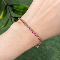 3.18&nbsp;Ct.Tw.Total Carat Weight Ruby Tennis/Line Bracelet, 14K Yellow Gold Life Style