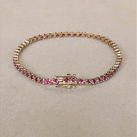3.18 Ct.Tw.Total Carat Weight Ruby Tennis/Line Bracelet, 14K Yellow Gold Life Style